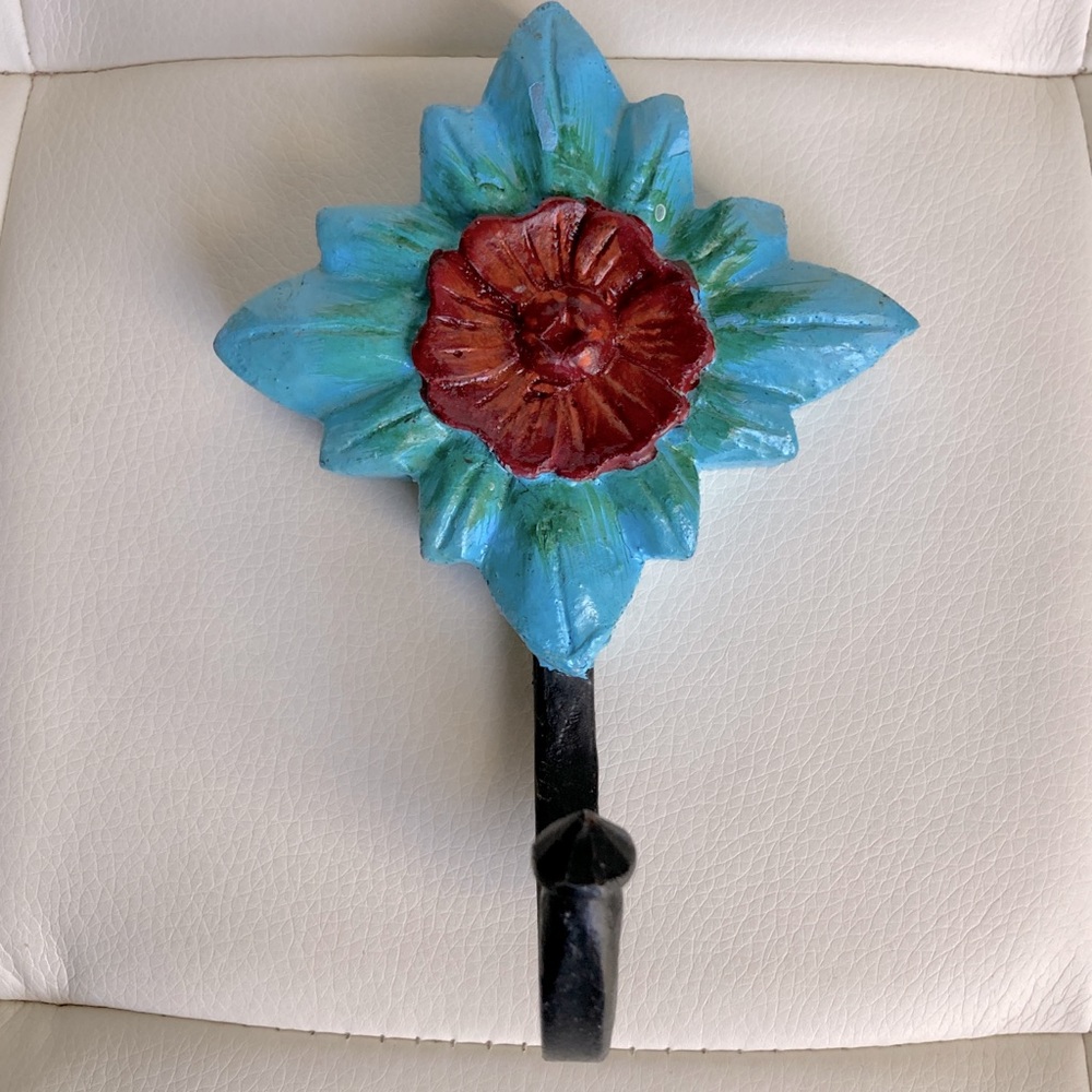 Urban Outfitters Turquoise Flower Decorative Wall Hook | Mexican Southwestern